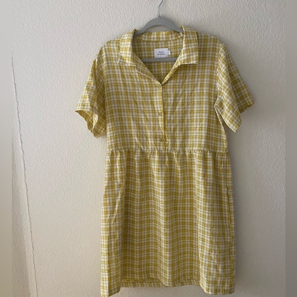 Things Between Dresses & Skirts - Yellow Plaid Button-Up Dress
